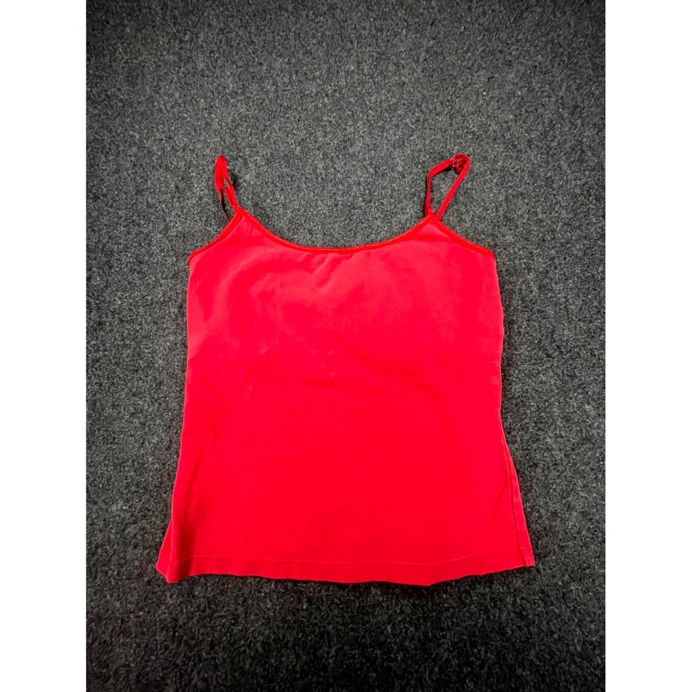 Y2K Ambiance Cami Tank Top Womens XS Red Satin Scoop Neck Spaghetti Strap Fitted